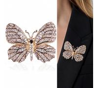Elegante spilla a forma di farfalla brillante con strass per le donne | Elegante farfalla con ali di cristallo accattivanti. Pezzo straordinario per ogni occasione