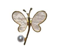 Elegante spilla a forma di farfalla con perle e gocce d'acqua, gioiello artistico in lega per giacche, abiti, cappotti, elegante spilla in lega, Misura unica, come descritto