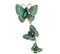 Elegante spilla a forma di farfalla, per abbigliamento formale, vintage, con strass, accessorio per eventi cerimoniali, Medium, Metallo non prezioso, Giada