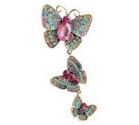 Elegante spilla a forma di farfalla, per abbigliamento formale, vintage, con strass, accessorio per eventi cerimoniali, Medium, Metallo non prezioso, Giada