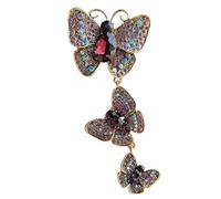 Elegante spilla a forma di farfalla, per abbigliamento formale, vintage, con strass, accessorio per eventi cerimoniali, Medium, Metallo non prezioso, Giada