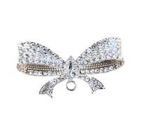 Elegante spilla a forma di fiocco con cristalli, accessorio in lega robusta per donne con diamanti, Misura unica, come descritto