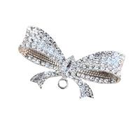 Elegante spilla a forma di fiocco in lega, con cristalli, accessorio elegante per lei, One Size, come descritto