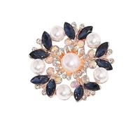 Elegante spilla a forma di fiore con perle di cristallo per donna vintage strass sciarpa pin multiuso regalo gioielli vintage perle e spilla di cristallo, Misura unica, come descritto