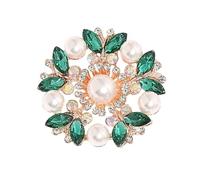 Elegante spilla a forma di fiore con perle di cristallo per donna vintage strass sciarpa pin multiuso regalo gioielli vintage perle e spilla di cristallo, Misura unica, come descritto