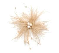 Elegante spilla a forma di fiore con piume e perle, con strass, grande spilla floreale per donne e uomini, 18 cm, accessorio per feste di nozze e banchetti, Grande, Metallo Pelle sintetica, Zirconie