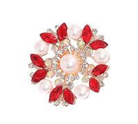 Elegante spilla a forma di fiore di design coreano con scintillanti pietre di zircone versatile clip per sciarpa per abiti accessori spilla a fiore di perle di ispirazione coreana, Misura unica, come