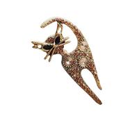 Elegante spilla a forma di gatto con strass, fatta a mano, accessorio per eventi aziendali per gli appassionati di moda da collezione, Misura unica, come descritto