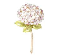 Elegante spilla a forma di ortensia realizzata in lega robusta e di buon gusto, accessorio da donna per donne che apprezzano l'eleganza della spilla a forma di ortensia
