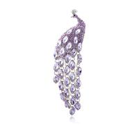 Elegante spilla a forma di pavone con coda lunga in cristallo, gioiello per feste, elegante spilla per corpetto in lega, perfetta per matrimoni e serate con pavoni, One Size, come descritto