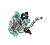 Elegante spilla a forma di peonia con strass scintillanti stili cinesi smaltato spilla gioielli da donna spilla smaltata colorata gioielli da indossare tutti i giorni, One Size, come descritto