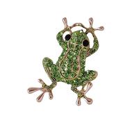 Elegante spilla a forma di rana con strass scintillanti decorazione animale risvolto pin accessori moda per le donne vestito in lega rane pin accessori per abiti regali, One Size, come descritto