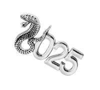 Elegante spilla a forma di serpente anno 2025, saggezza e buon distintivo, in metallo non sbiadisce, per appassionati di moda e festival, Misura unica, come descritto