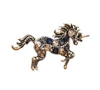 Elegante spilla a forma di unicorno, in lega robusta, chiusura sicura, ideale per abiti casual ed eventi formali, gioielli alla moda con unicorni, Misura unica, come descritto