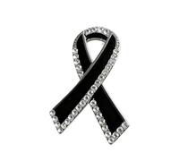 Elegante spilla a nastro nero con strass di cristallo, accessorio decorativo per gioielli in lega per donne, regalo decorativo per vestiti, One Size, come descritto