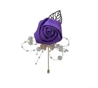 Elegante spilla artificiale in raso e perle per uomo e donna, abito da sposa, fiore all'occhiello per ballo di fine anno, cena formale, cocktail party, 9,9 x 5 cm, rosa (10 cm x 5 cm I)