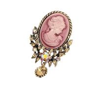 Elegante spilla con ritratto di donna con strass, accessorio in lega senza data, migliora l'eleganza e il fascino abbagliante della donna, Misura unica, come descritto