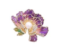 Elegante spilla da donna a forma di peonia, con disegni realistici e perle, ornamento per migliorare il tuo guardaroba, design tradizionale cinese, Misura unica, come descritto