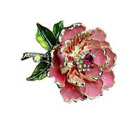 Elegante spilla da donna a forma di peonia in colori vivaci con accento di perle portatile per feste e eventi formali artigianale spilla a forma di fiore, Misura unica, come descritto