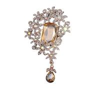 Elegante spilla da donna con cristalli antichi abbellimento accessorio per occasioni multiple robusta confortevole lega cristalli fiore pin, Misura unica, come descritto