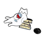 Elegante spilla decorativa a forma di gatto in stile cartone animato, per vestiti e borse, accessorio alla moda per amici e festival, Misura unica, come descritto