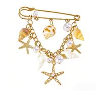 Elegante spilla decorativa in lega ispirata mare con conchiglia e stella per abiti e camicie, regalo per la sua spilla sicurezza