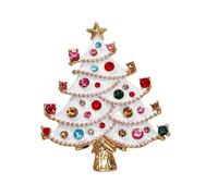 Elegante spilla di Natale con strass intarsiati con albero di Natale per le donne accessori per le vacanze Pin in lega di zinco, Misura unica, come descritto