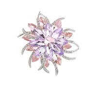 Elegante spilla floreale a due livelli con cristalli floreali in lega, accessorio per feste e matrimoni, stile vintage, spilla in lega, Misura unica, come descritto