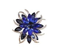 Elegante spilla floreale con cristalli a due livelli in lega, accessorio per feste e matrimoni, spilla in lega di cristalli, Misura unica, come descritto