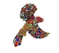 Elegante spilla grande colibrì con strass multicolore a forma di uccello distintivo fatto a mano spilla accessorio per feste colorato uccello pin, Misura unica, come descritto