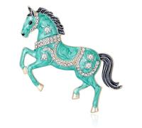 Elegante spilla in lega con cristalli brillanti e spilla smaltata a forma di animale, accessori per look alla moda spilla a forma di cavallo con strass, One Size, come descritto