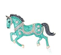 Elegante spilla in lega con cristalli brillanti e spilla smaltata a forma di animale per un look alla moda delicata spilla smaltata a forma di cavallo, Misura unica, come descritto