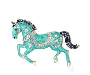 Elegante spilla in lega con cristalli brillanti e spilla smaltata a forma di animale per un look alla moda delicata spilla smaltata a forma di cavallo, Misura unica, come descritto