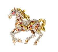 Elegante spilla in lega di zinco con cristalli brillanti e smaltato a forma di animale spilla accessori per look alla moda gioielli a forma di cavallo dei cartoni animati, One Size, come descritto