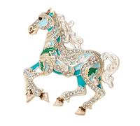Elegante spilla in lega di zinco con cristalli brillanti e spilla smaltata a forma di animale accessori per look alla moda delicata spilla smaltata a forma di cavallo, Misura unica, come descritto