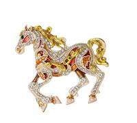 Elegante spilla in lega di zinco con cristalli brillanti e spilla smaltata a forma di animale accessori per look alla moda Spilla a forma di cavallo con strass delicati, One Size, come descritto