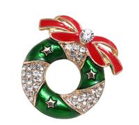 Elegante spilla natalizia con strass vintage e risvolto scintillante, in lega, adatta per zaini alla moda, Misura unica, come descritto