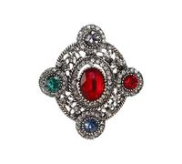 Elegante spilla ovale a forma di cuore con fiocco e strass, gioiello per matrimoni, feste, abiti da sera, elegante ornamento per il petto, One Size, come descritto