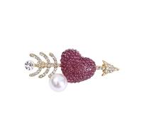 Elegante spilla ovale a forma di cuore con fiocco e strass, gioiello per matrimoni, feste, abiti da sera, elegante ornamento per il petto, One Size, come descritto