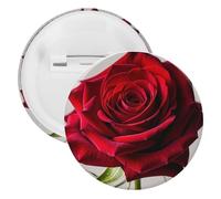 Elegante spilla rotonda in metallo con rosa rossa, leggera spilla per zaino, spille alla moda per camicie, giacche, scialle, cappotti, unisex, 5PCS, Banda stagnata, perni rotondi in metallo