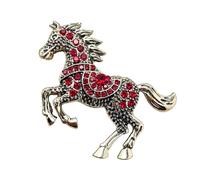 Elegante spilla smaltata a forma di cavallo con strass scintillanti in lega di zinco accessorio per abbigliamento per eventi formali spilla cavallo, Misura unica, come descritto