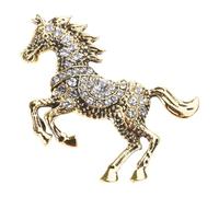 Elegante spilla smaltata a forma di cavallo con strass scintillanti in lega di zinco, accessorio per abbigliamento per eventi formali, spilla smaltata alla moda, Misura unica, come descritto