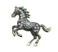 Elegante spilla smaltata a forma di cavallo con strass scintillanti in lega di zinco, accessorio per abbigliamento per eventi formali, Misura unica, come descritto
