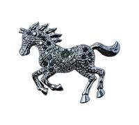 Elegante spilla smaltata a forma di cavallo con strass scintillanti in lega di zinco, accessorio per abbigliamento per eventi formali, Misura unica, come descritto