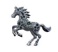 Elegante spilla smaltata a forma di cavallo con strass scintillanti in lega di zinco accessorio per abbigliamento per eventi formali spilla cavallo, Misura unica, come descritto