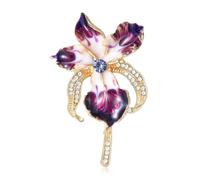 Elegante spilla smaltata a forma di orchidea da donna, con strass, fiori, gioielli per vestiti, borse e regali