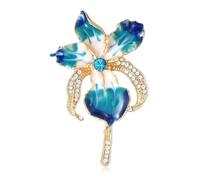 Elegante spilla smaltata a forma di orchidea da donna, con strass, fiori, gioielli per vestiti, borse e regali