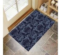Elegante Splendido Zerbino Trappola Sporco, Tappetino Antiscivolo Lavabile In Lavatrice, Motivi Geometrici, Zerbino D'Ingresso Soft And Comfortable Per Cane, Ingresso, Port, 60 X 90 Cm Blu Scuro