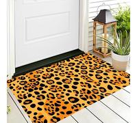 Elegante Stampa Leopardata Zerbini Per Interni,Tappeto Ingresso Zerbino Morbidi Texture Animali Per Interni Cucina Porta Anteriore Posteriore Animali Domestici E Cani,80X120Cm Giallo Brunastro