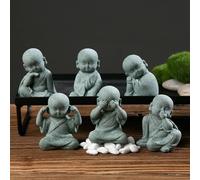 Elegante statuetta di monaco di Buddha, con scritta "See Speak Hear No Evil", perfetta per creare un ambiente calmo (E)